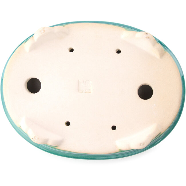 Oval medium bluegreen bonsai pot by Yixing - 270 x 200 x 80 mm