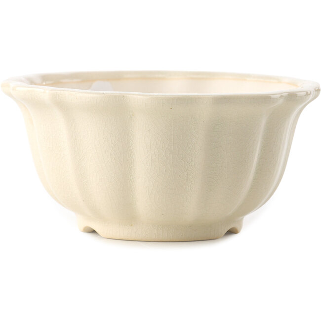 Vaso bonsai rotondo in avorio di Yixing - 135 x 135 x 65 mm