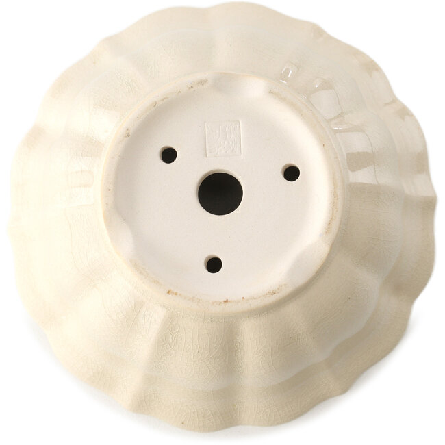 Pot à bonsaï rond ivoire par Yixing - 135 x 135 x 65 mm