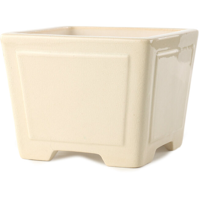 Square ivory bonsai pot by Yixing - 140 x 140 x 110 mm