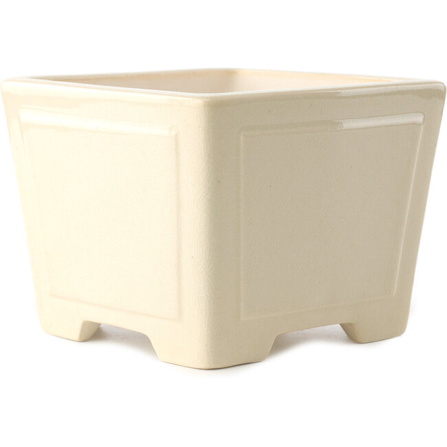 Vaso bonsai quadrato in avorio di Yixing - 140 x 140 x 110 mm