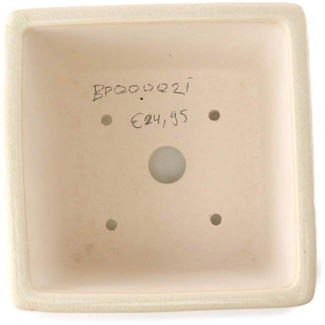 Pot à bonsaï carré ivoire par Yixing - 140 x 140 x 110 mm