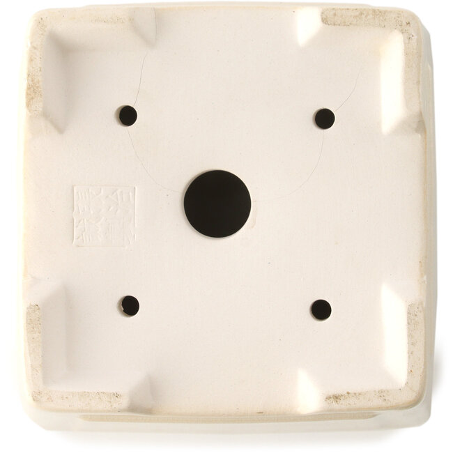 Pot à bonsaï carré ivoire par Yixing - 140 x 140 x 110 mm
