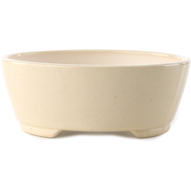 Pot à bonsaï rond ivoire par Yixing - 145 x 145 x 65 mm