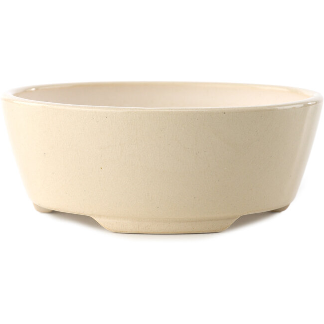 Ronde ivoren bonsaipot van Yixing - 145 x 145 x 65 mm