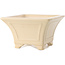 Maceta para bonsái cuadrada color marfil de Yixing - 150 x 150 x 90 mm