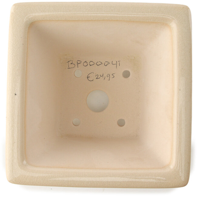 Vaso bonsai quadrato in avorio di Yixing - 150 x 150 x 90 mm