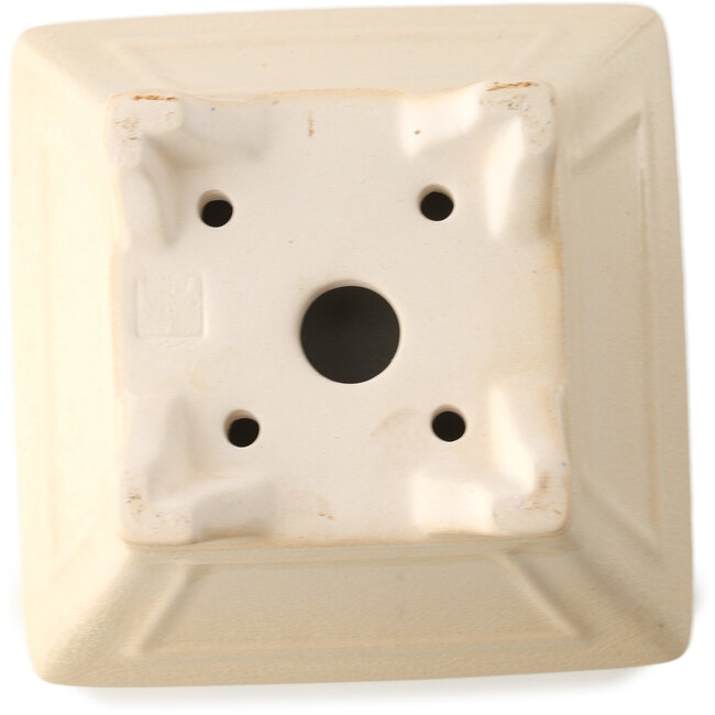 Pot à bonsaï carré ivoire par Yixing - 150 x 150 x 90 mm