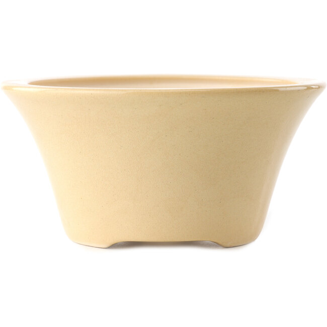 Vaso bonsai rotondo in avorio di Yixing - 160 x 160 x 80 mm