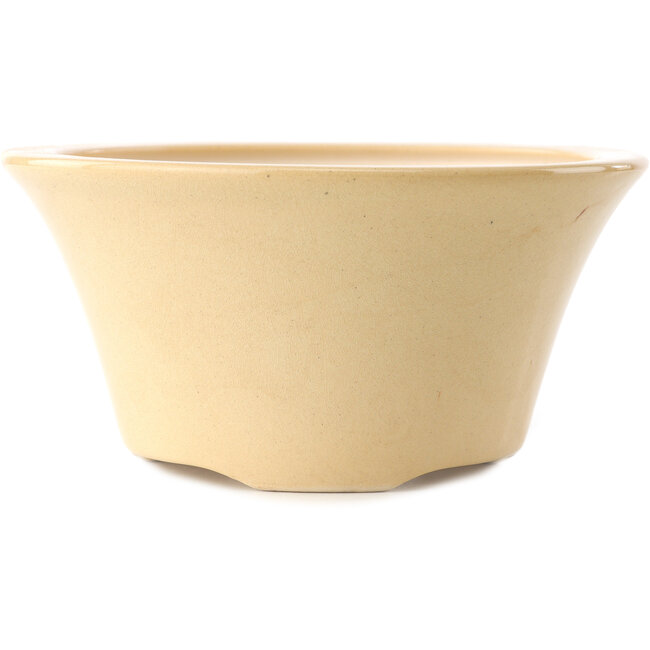 Vaso bonsai rotondo in avorio di Yixing - 160 x 160 x 80 mm