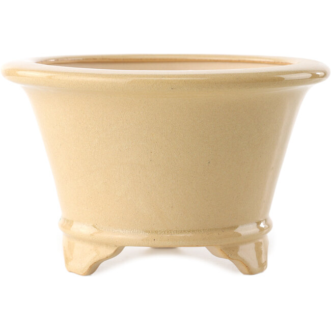 Vaso bonsai rotondo in avorio di Yixing - 170 x 170 x 110 mm