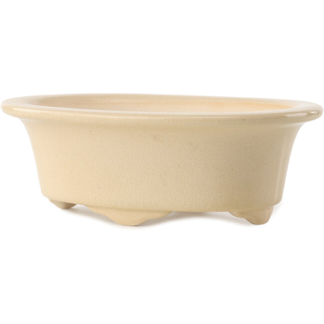 Pot à bonsaï ovale ivoire par Yixing - 170 x 130 x 60 mm