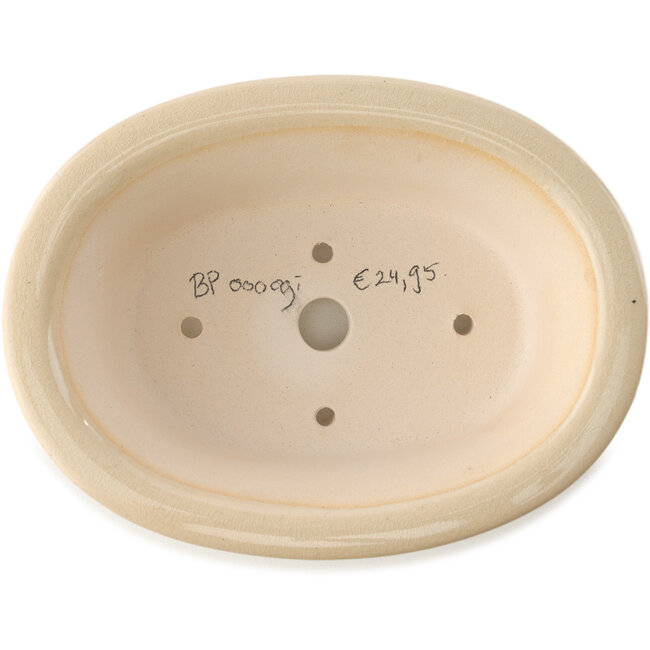 Oval ivory bonsai pot by Yixing - 170 x 130 x 60 mm