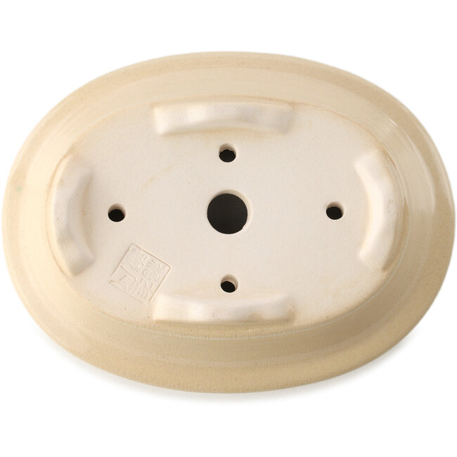 Pot à bonsaï ovale ivoire par Yixing - 170 x 130 x 60 mm