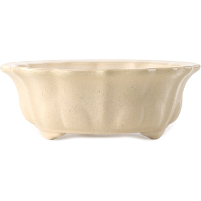 Pot à bonsaï rond ivoire par Yixing - 170 x 170 x 60 mm