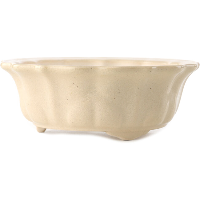 Vaso bonsai rotondo in avorio di Yixing - 170 x 170 x 60 mm