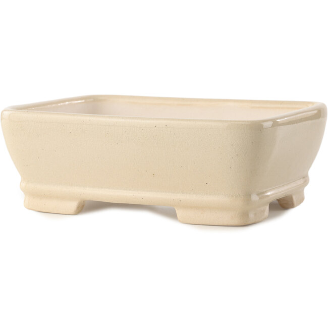 Maceta rectangular para bonsái marfil de Yixing - 180 x 140 x 60 mm