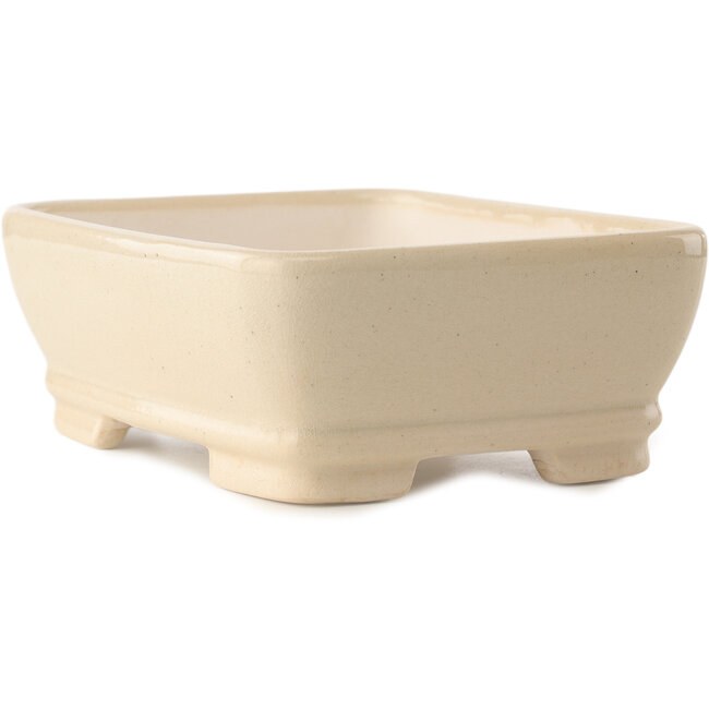 Maceta rectangular para bonsái marfil de Yixing - 180 x 140 x 60 mm