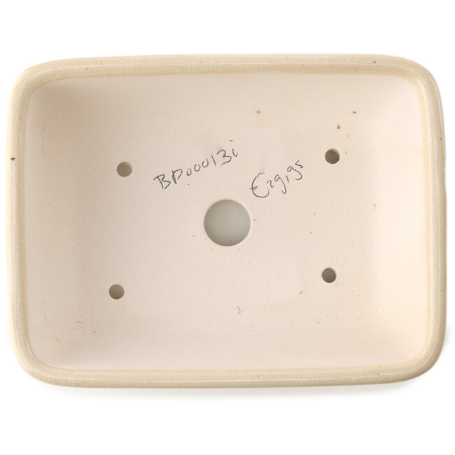 Maceta rectangular para bonsái marfil de Yixing - 180 x 140 x 60 mm