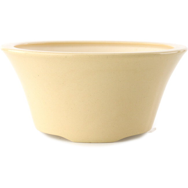 Pot à bonsaï rond ivoire par Yixing - 200 x 200 x 95 mm