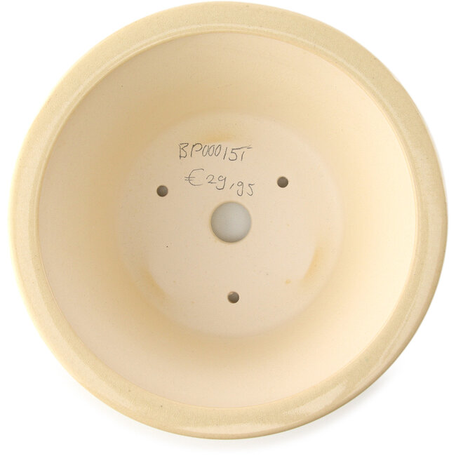 Pot à bonsaï rond ivoire par Yixing - 200 x 200 x 95 mm