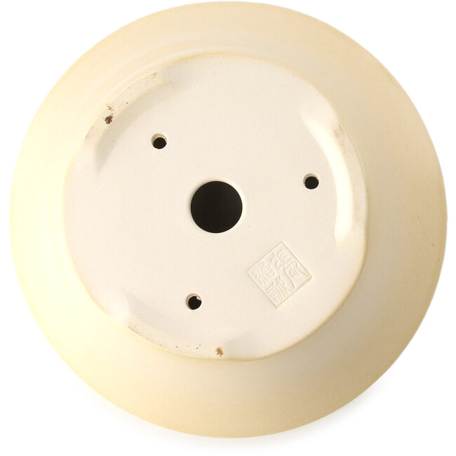 Pot à bonsaï rond ivoire par Yixing - 200 x 200 x 95 mm