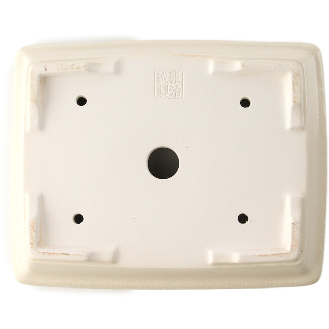 Maceta rectangular para bonsái marfil de Yixing - 215 x 170 x 70 mm