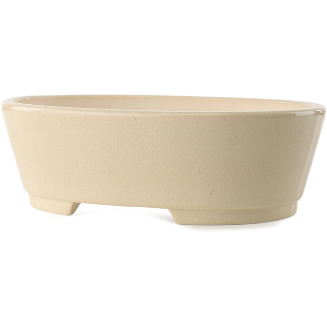 Maceta ovalada para bonsái marfil de Yixing - 235 x 185 x 75 mm