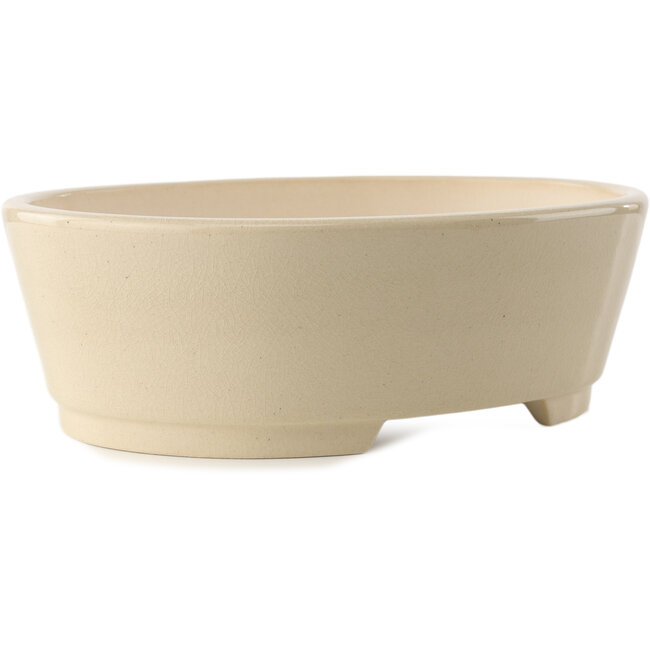 Oval ivory bonsai pot by Yixing - 235 x 185 x 75 mm