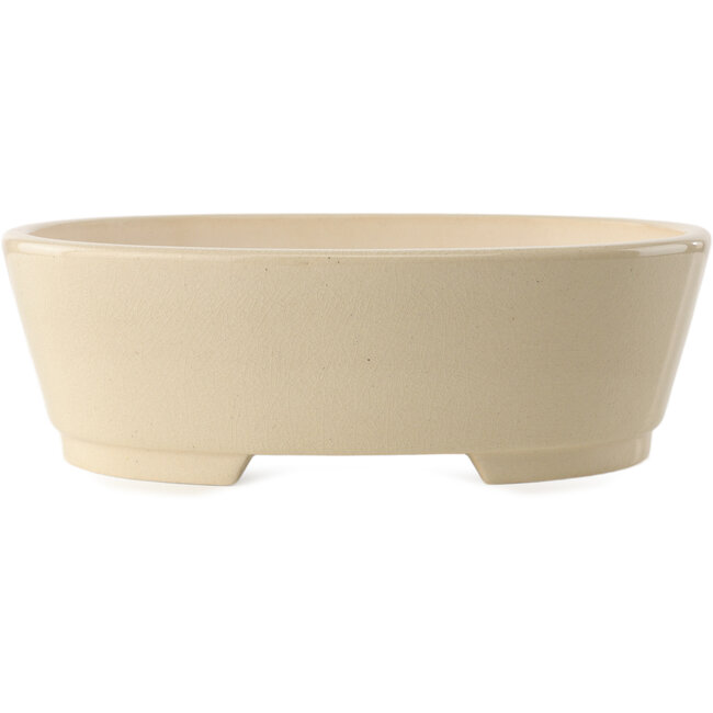 Oval ivory bonsai pot by Yixing - 235 x 185 x 75 mm