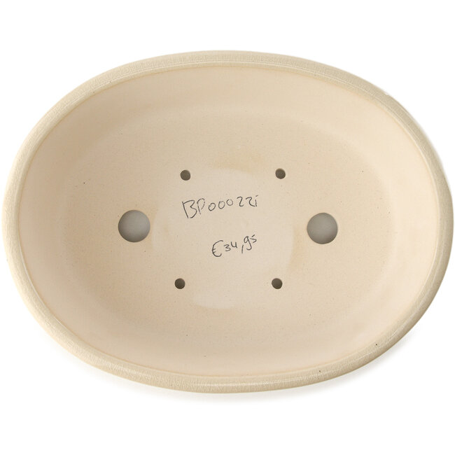 Pot à bonsaï ovale ivoire par Yixing - 235 x 185 x 75 mm