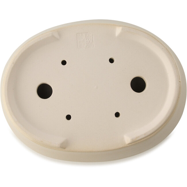 Maceta ovalada para bonsái marfil de Yixing - 235 x 185 x 75 mm