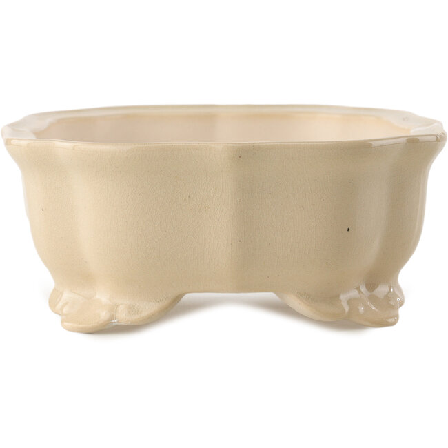 Pot à bonsaï Mokko ivoire par Yixing - 245 x 190 x 70 mm