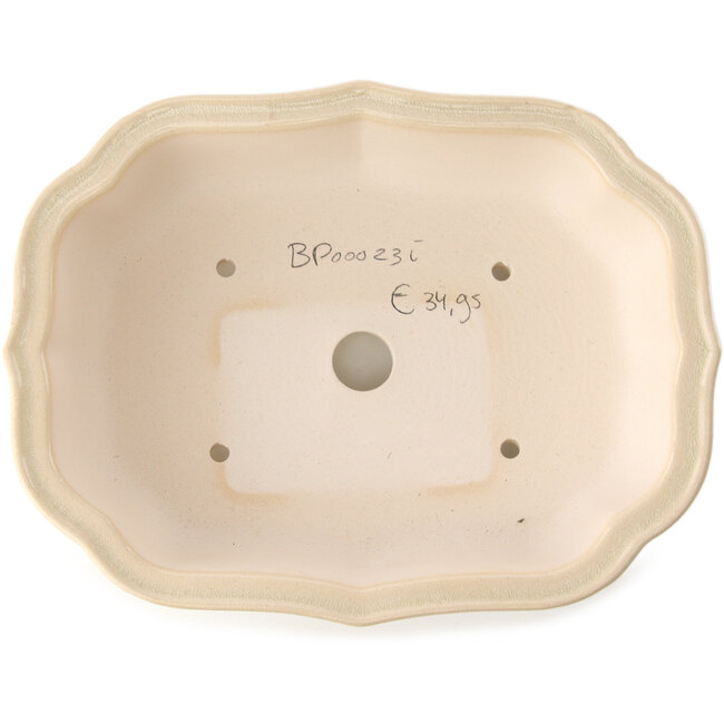 Pot à bonsaï Mokko ivoire par Yixing - 245 x 190 x 70 mm