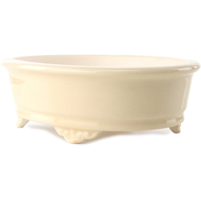 Oval ivory bonsai pot by Yixing - 270 x 200 x 80 mm