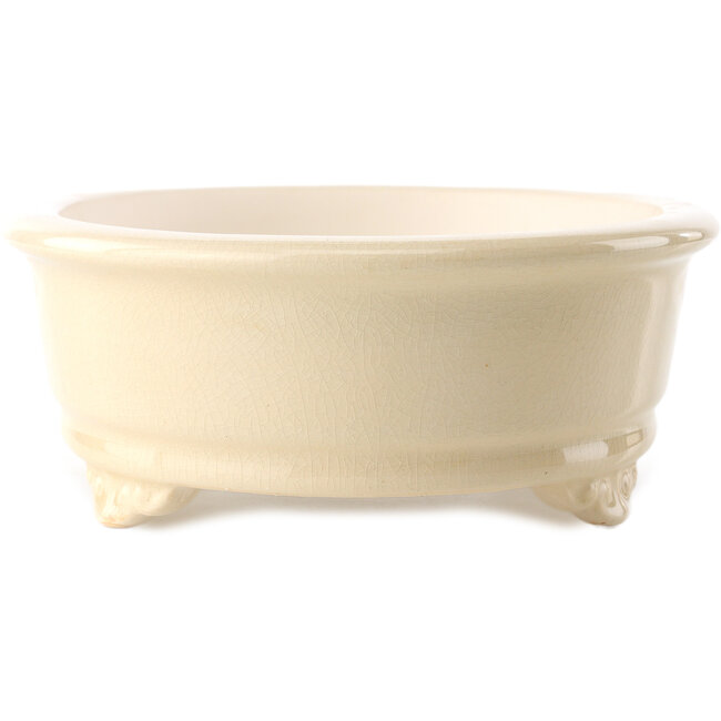 Oval ivory bonsai pot by Yixing - 270 x 200 x 80 mm