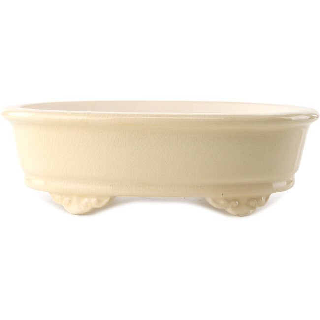 Oval ivory bonsai pot by Yixing - 270 x 200 x 80 mm