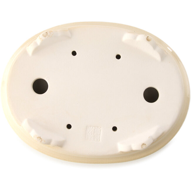 Pot à bonsaï ovale ivoire par Yixing - 270 x 200 x 80 mm