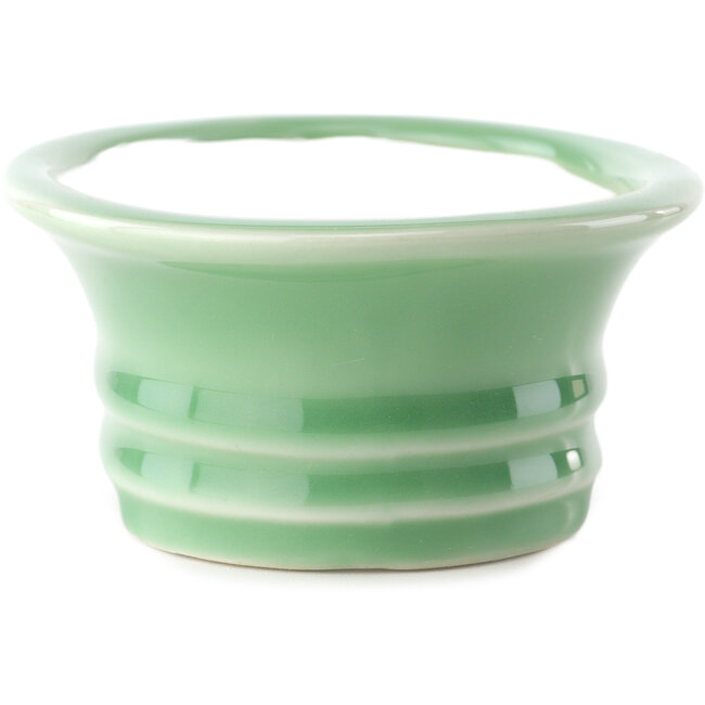 Maceta ovalada para bonsái verde celadón de Yixing - 150 x 115 x 60 mm