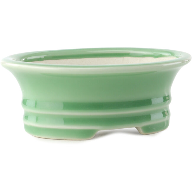 Pot à bonsaï ovale vert céladon par Yixing - 150 x 115 x 60 mm