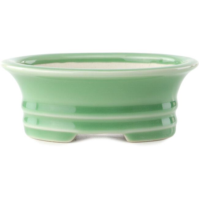 Vaso bonsai ovale verde celadon di Yixing - 150 x 115 x 60 mm