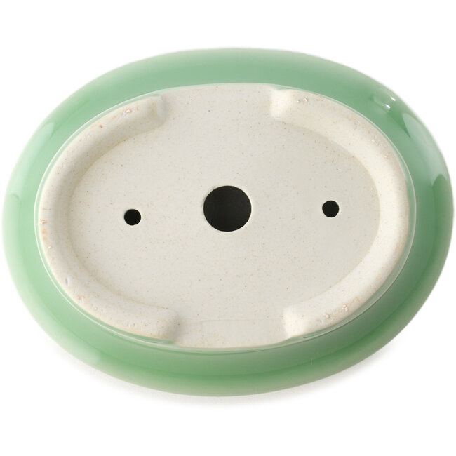Pot à bonsaï ovale vert céladon par Yixing - 150 x 115 x 60 mm