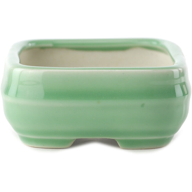 Rectangular celadon green bonsai pot by Yixing - 150 x 100 x 60 mm