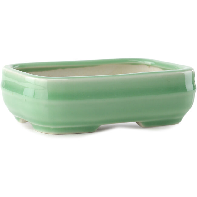 Rechthoekige celadon groene bonsaipot van Yixing - 150 x 100 x 60 mm
