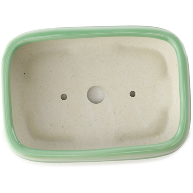 Rectangular celadon green bonsai pot by Yixing - 150 x 100 x 60 mm