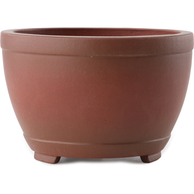 Round unglazed bonsai pot by Yixing - 150 x 150 x 98 mm