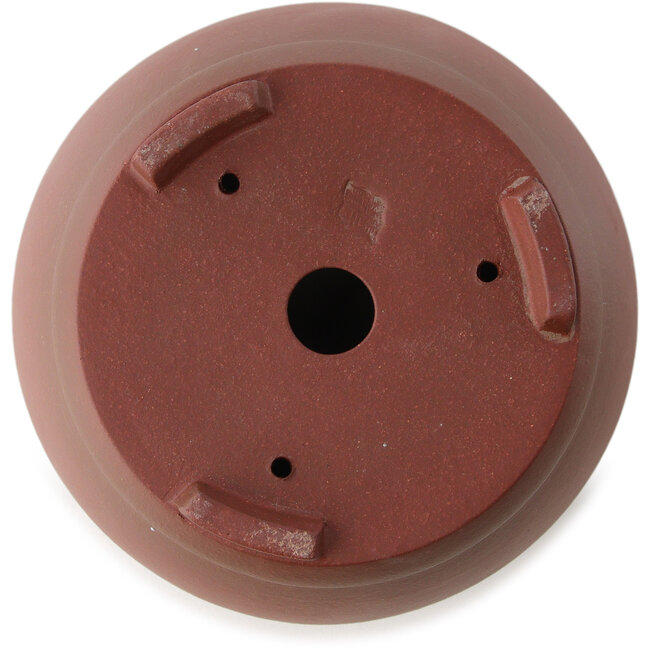 Round unglazed bonsai pot by Yixing - 150 x 150 x 98 mm