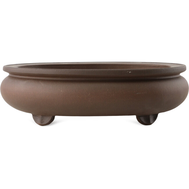 Oval unglazed bonsai pot by Yixing - 250 x 210 x 70 mm