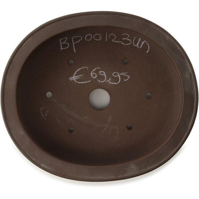 Ovaler unglasierter Bonsai-Topf von Yixing - 250 x 210 x 70 mm