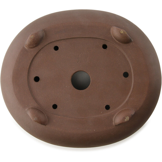 Maceta ovalada para bonsái sin esmaltar de Yixing - 250 x 210 x 70 mm